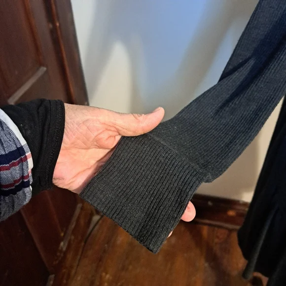 Charcol A-Line Knee-Length Sweater Dress. Plastic Island size Md Partial Ribbing - Picture 5 of 11